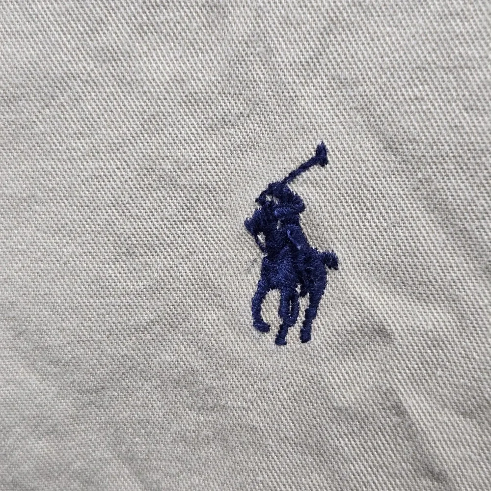 VINTAGE Ralph Lauren Men Button Up Shirt XL Khaki Embroidered Pony READ